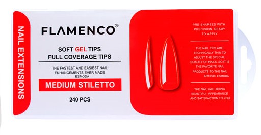 Tips Soft Gel Flamenco 240 pzs - Medium Stiletto