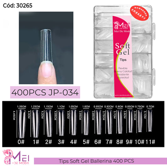 Tips Soft Gel Ballerina - 400 pcs (con porosidad)
